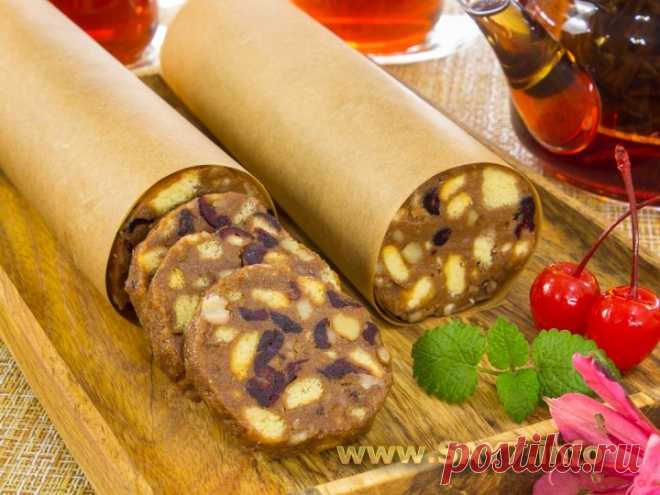 Сладкая колбаска с грецкими орехами и вяленой клюквой