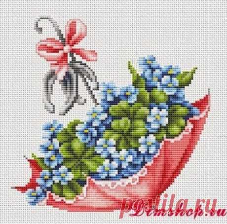 Izšūšana Soli pa solim: Cross stitch - Ziedi