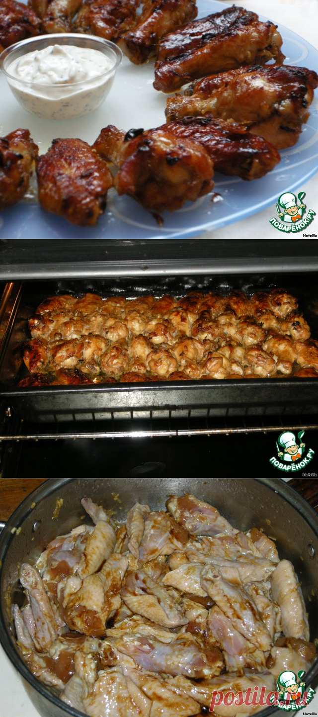 Глазированные куриные крылышки с чесночным соусом