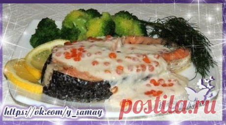 ✔ СЕМГА В СЛИВОЧНОМ СОУСЕ™....🍴
🍵Ингредиенты:
-----------------
✔ 3 стейка семги
✔ 1 лимон
✔ соль, перец, оливковое масло
✔ 50 гр сливочного масла для соуса
✔ 1 ст ложка муки для соуса
✔ 500 мл сливок или молока для соуса
✔ овощи, зелень, икра по желанию