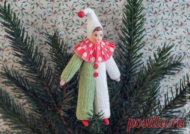 Ёлочная игрушка «Циркач» по мотивам старых игрушек из ваты и креповой бумаги - Ярмарка Мастеров - ручная работа, handmade