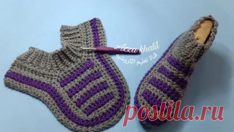 جديييييد !! و حصري حذاء كروشيه بقطعة واحدة سهل جدا للمبتدئات / how to crochet easy shoes