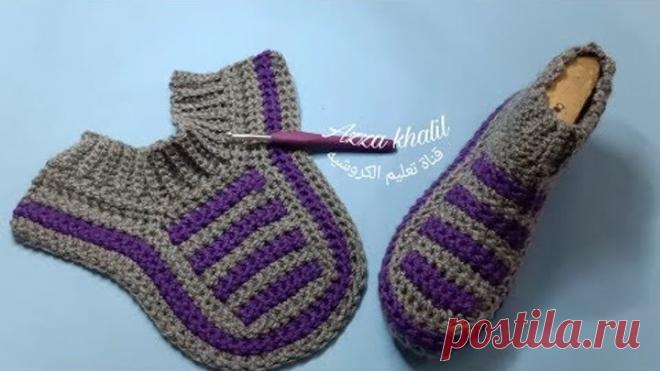 جديييييد !! و حصري حذاء كروشيه بقطعة واحدة سهل جدا للمبتدئات / how to crochet easy shoes