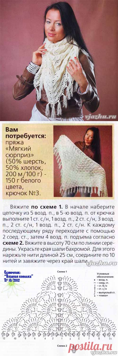 Нарядная шаль с бахромой