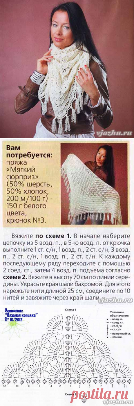 Нарядная шаль с бахромой