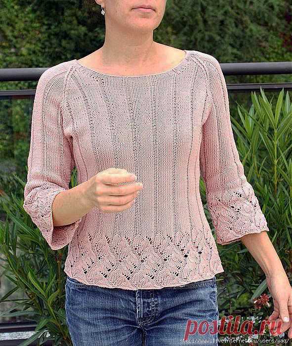 Розовый джемпер с ажуром Chinese Lace Pullover.