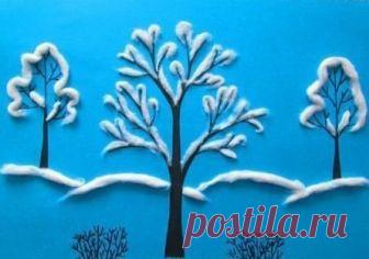 Аппликация из ваты 