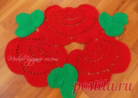 Напольный коврик *Алая роза* - Crochet.Modnoe Vyazanie ru.rom