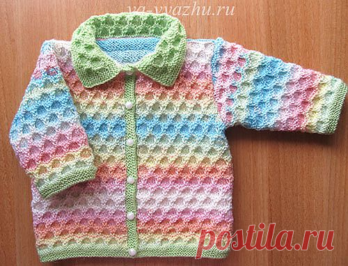 Детская кофточка «Карамелька» спицами.