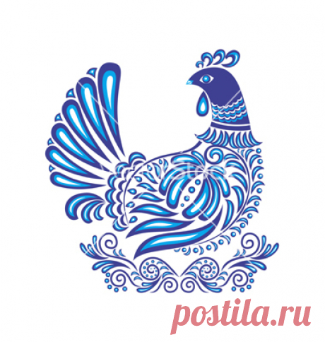 Аннотация гжель птица с орнаментом вектор по Angelinna - Изображение # 1789136 - VectorStock