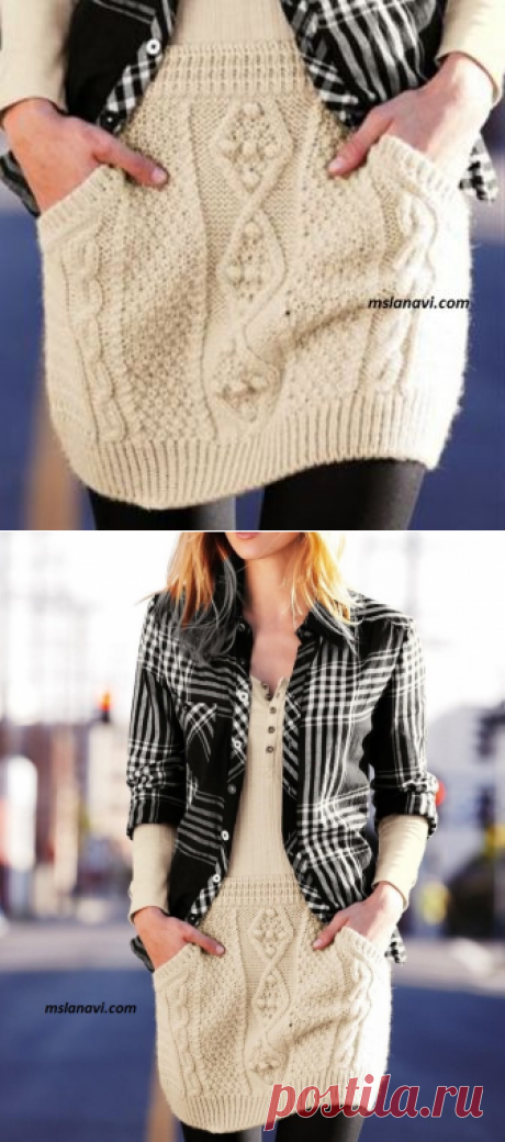 Вязаная юбка спицами с ромбами