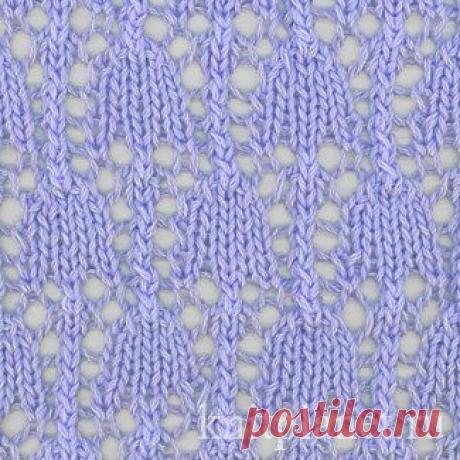 Планета Вязания | Ажурный узор Колокольчики вязанный спицами и схема вязания узора