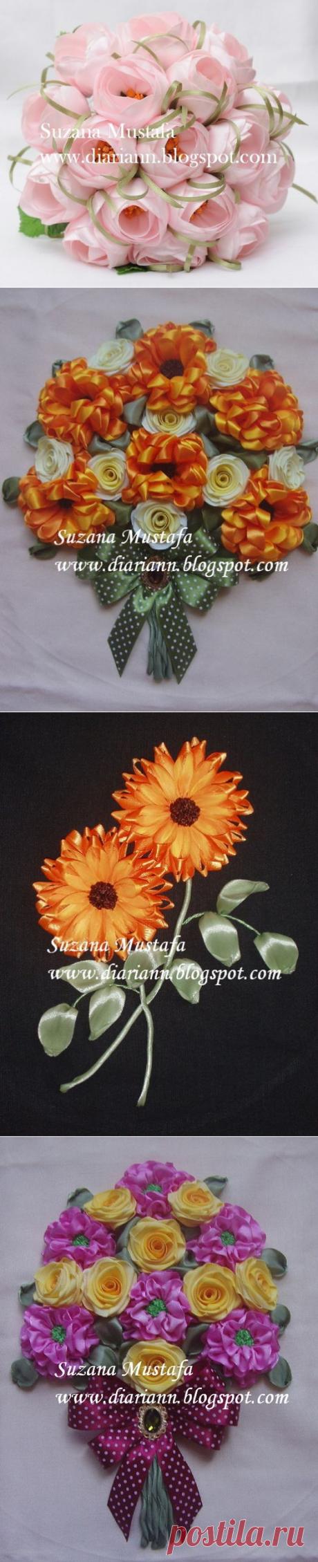 Шикарные цветы из шёлковых лент своими руками