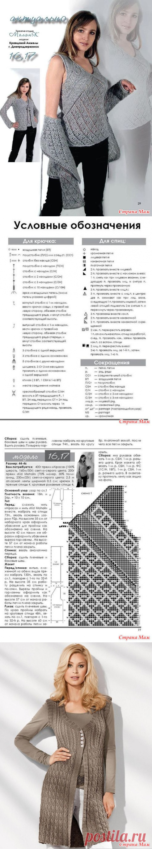 Топ, жакет и жилет спицами