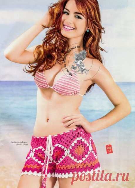 Пляжная юбка или шорты крючком. Схемы вязания..