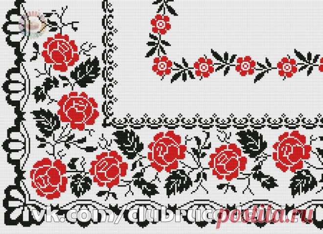 #Цветы
#Узоры
#Скатерти_Салфетки #скатерти #розы
#вышивка #схемы #рукоделие #handmade #хомячки #clubrucodelnic