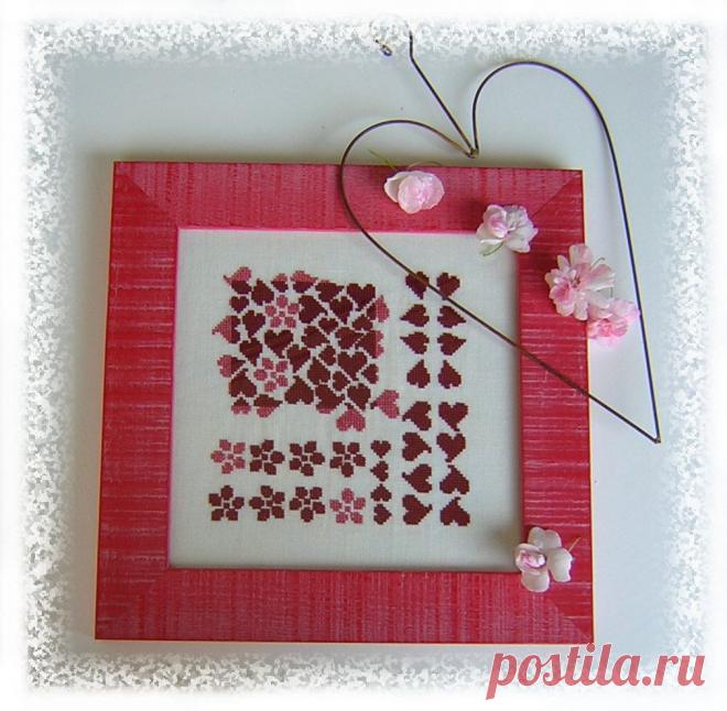 Вышивка "ЦВЕТЫ И СЕРДЕЧКИ"-