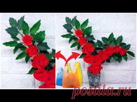 Cara Membuat Bunga Mawar Dari Plastik Kresek || Flower Craft Ideas || Home decorating ideas