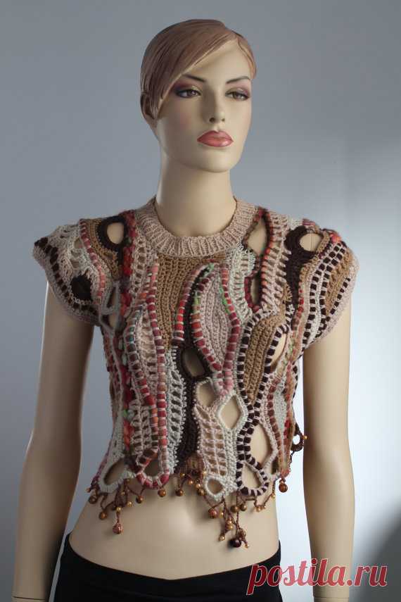 Freeform Crochet Vest Sweater Wearable Art by levintovich