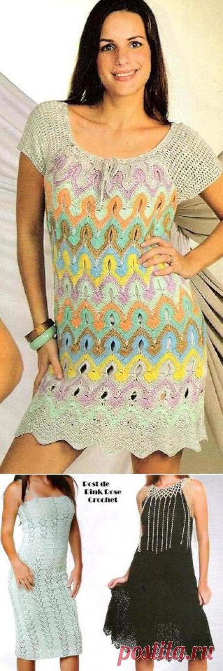 Вязание крючком. Летние платья. Схемы с выкройками