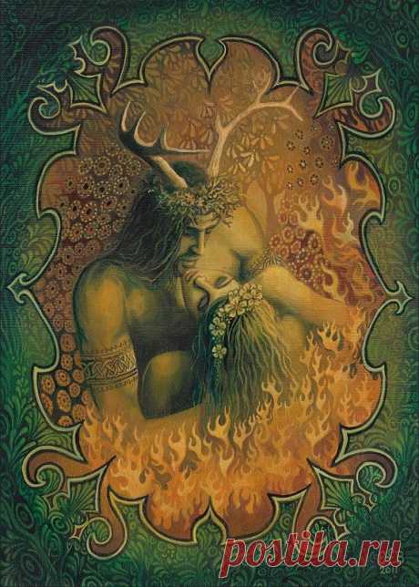 Beltane Reunion Pagan Art God and Goddess Art 5x7 Card