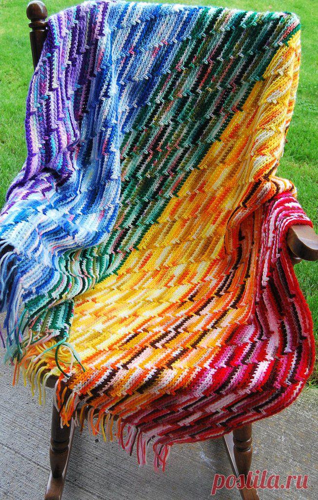 Плед "Радуга" крючком.