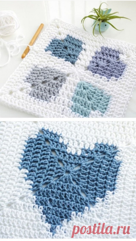 Жаккардовые квадратные мотивы крючком. Схемы. / knittingideas.ru