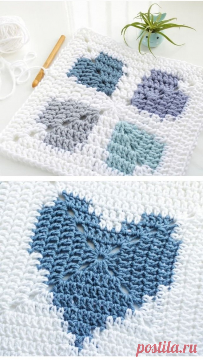 Жаккардовые квадратные мотивы крючком. Схемы. / knittingideas.ru
