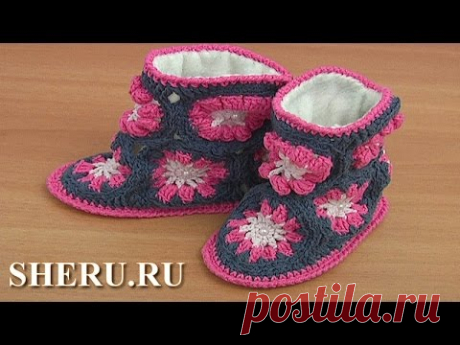 Детские пинетки сапожки Урок 40 часть 1 из 2 Вязание крючком