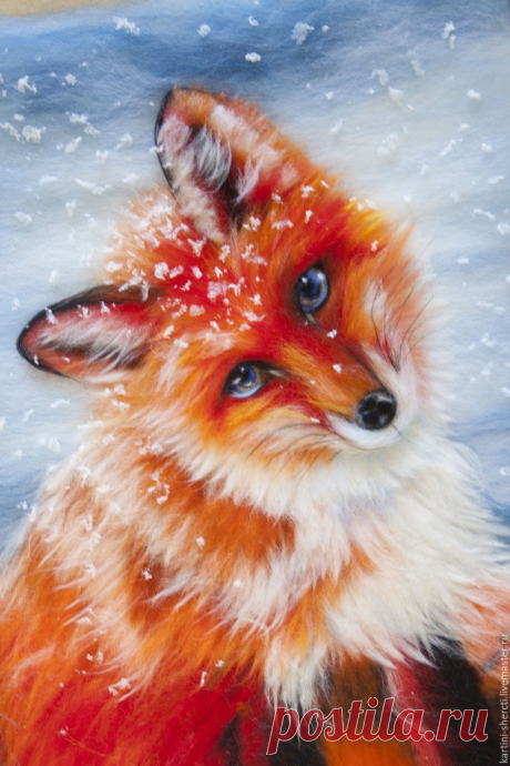 Купить Картина шерстью. Посмотри в мои глаза. Лиса. - рыжий, лиса, Рыжая, картина