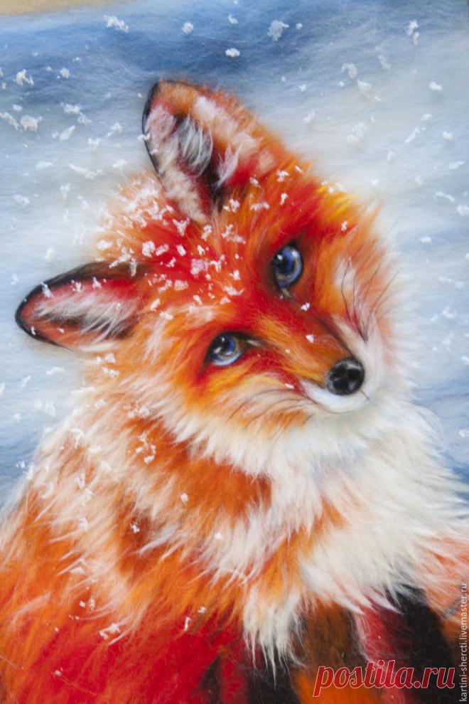 Купить Картина шерстью. Посмотри в мои глаза. Лиса. - рыжий, лиса, Рыжая, картина