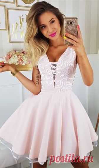 cute pink short homecoming dresses with appliques, simple semi formal dress for teens, cheap short hoco dress for junior,back to school