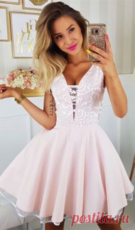 cute pink short homecoming dresses with appliques, simple semi formal dress for teens, cheap short hoco dress for junior,back to school