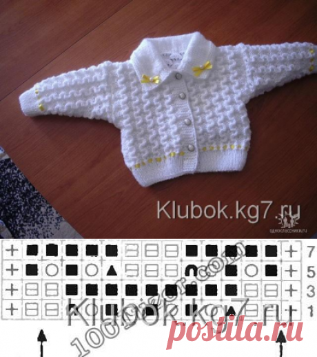 Белоснежная кофточка с красивым узором.  Автор МА РИЯ (Германия) | Клубок