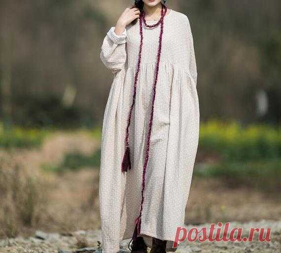 Women Plus size dress Cotton long dress longsleeved Dresses | Etsy 【Fabric】 cotton 【Color】 Beige, Rose Red 【Size】 M; shoulder width is not limited Shoulder + Sleeve 65cm / 25 Bust 130cm / 50 Cuff circumference 26cm / 10 Length 120cm / 47  L; shoulder width is not limited Shoulder + Sleeve 67cm / 26 Bust 140cm / 55 Cuff circumference 27cm / 11 Length 130cm / 51