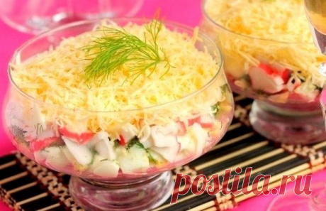 Салаты с крабовыми палочками на Новый год 2019: рецепты с фото