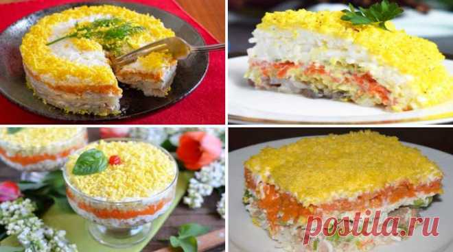 Как приготовить классический салат Мимоза с рыбными консервами, яйцом картошкой. 6 рецептов с тунцом, сайрой, лососем с добавлением риса, сыра