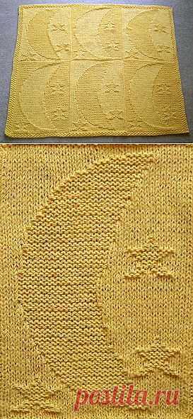 Bunny Hop Moon & Stars Baby Blanket -   free knitting pattern for baby blanket -  Crystal Palace Yarns
