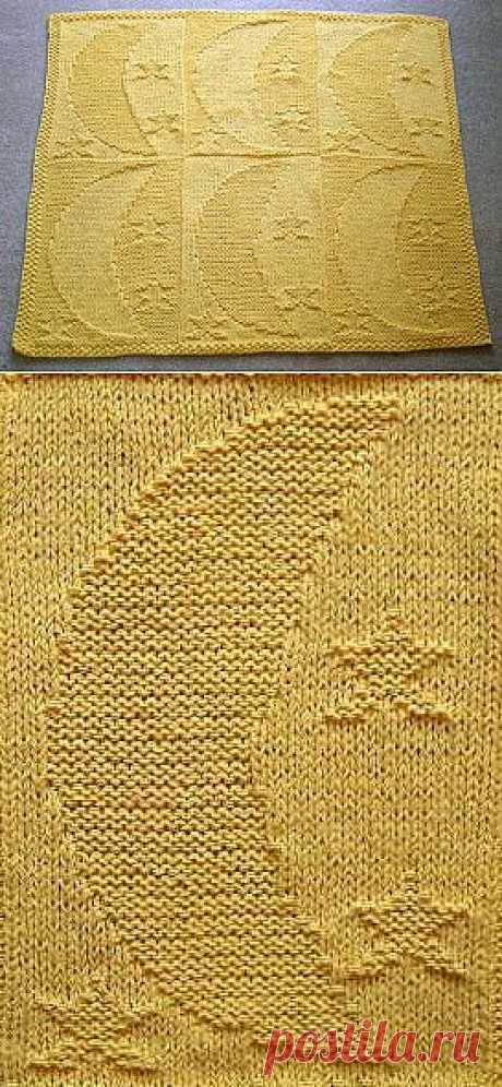 Bunny Hop Moon &amp; Stars Baby Blanket -   free knitting pattern for baby blanket -  Crystal Palace Yarns