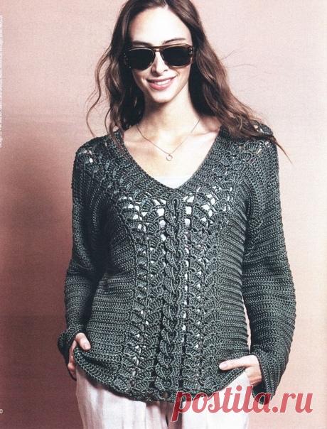 Пуловер крючком.