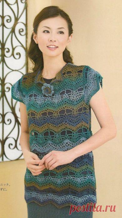 Жилет "зелено-синий зигзаг"