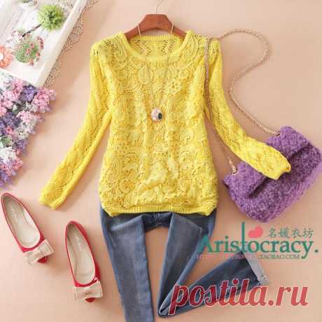 High-quality-6-Colors-Beautiful-spring-autumn-women-s-cutout-lace-half-sleeve-wool-pullover-font.jpg (686×686)
