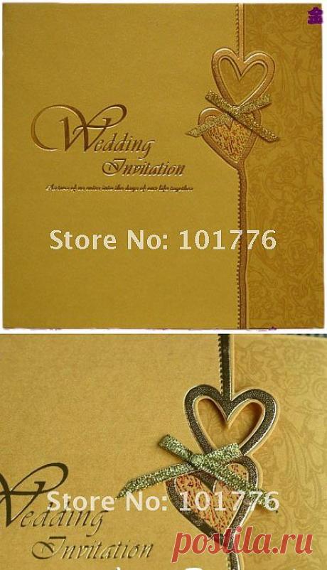 Оптовая Свадебная Пригласительный билет Западный стиль золото блокирования тиснение Свадебное приглашение 100pcs/lot БЕСПЛАТНАЯ ДОСТАВКА в Event &amp; праздничные атрибуты из дома и сада на Aliexpress.com