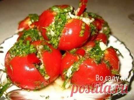 Помидоры малосольные с чесночной начинкой

Очень вкусные помидорки получились. Спешу поделиться с вами! Поскольку засол холодный, годятся и помидоры салатные сортов..

Ингредиенты:

Нам нужны некрупные помидорки, зелень петрушки и укропа, чеснок и острый красный перец.

Для рассола: на 1 л воды 1 ст. ложка с горкой крупной соли, 1-2 ч. л. сахара (в зависимости от сладости помидор), 1 ч. л. с горкой порошка горчицы (думаю, можно заменить готовой горчицей), по 8-10 горошин ч...