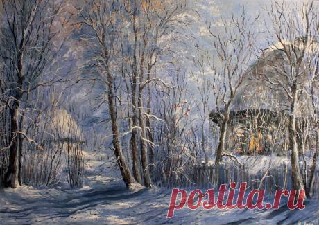 &quot;Лунная ночь зимой&quot;подрамник 50х70\в раме 68х88\масло\холст\авторская\продаю и под заказ