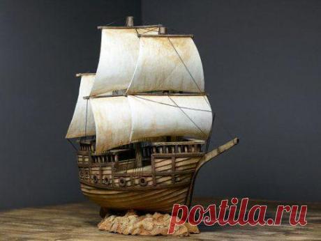 Пиратский корабль из картона С помощью коробок из-под пиццы, упаковок для яиц, горячего клея, ниток, суперклея и краски любительница мастерить по имени Диана (Diana) построила пиратский корабль, опубликовав фотографии с процессом...