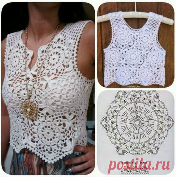 10 белых топов из мотивов крючком, которые вы наверняка захотите связать (схемы прилагаются) | Вязание с Инной Е. | Дзен