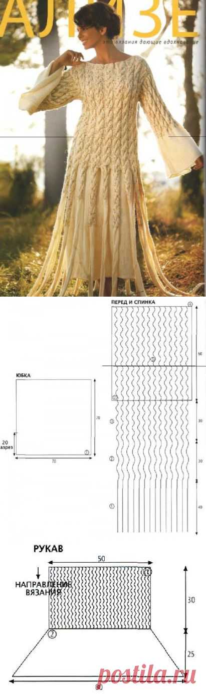 Пуловер с лентами из кос и юбка