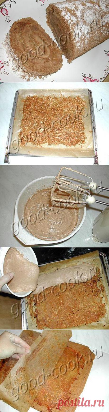 шоколадно-яблочный рулет. Кулинарная книга рецептов. Салаты, выпечка.