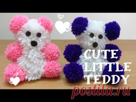 How To Make Pom Pom Teddy Bear With Wool | DIY | Woolen Teddy Bear Making At Home | Woolen Craft